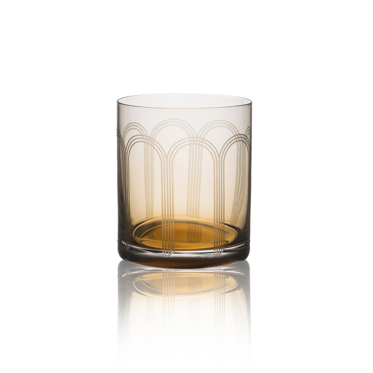 RONA Art Deco Amber Rocks Glass image 1