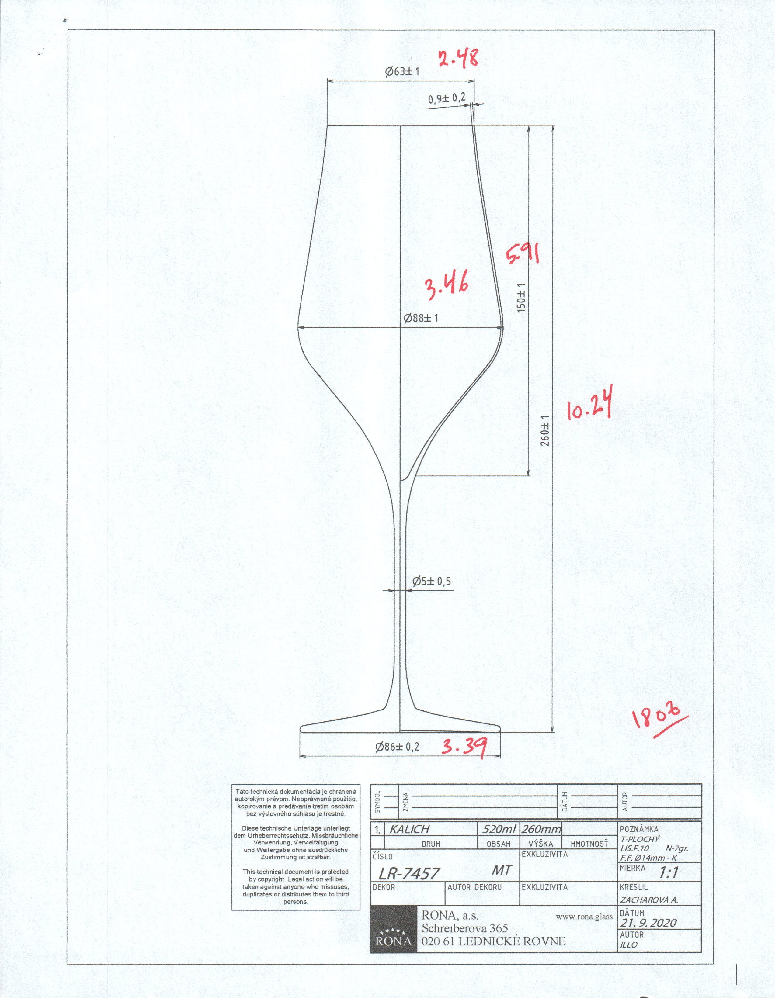 RONA Ballet 52 Wine Glass - Volume - Dimensions image 6