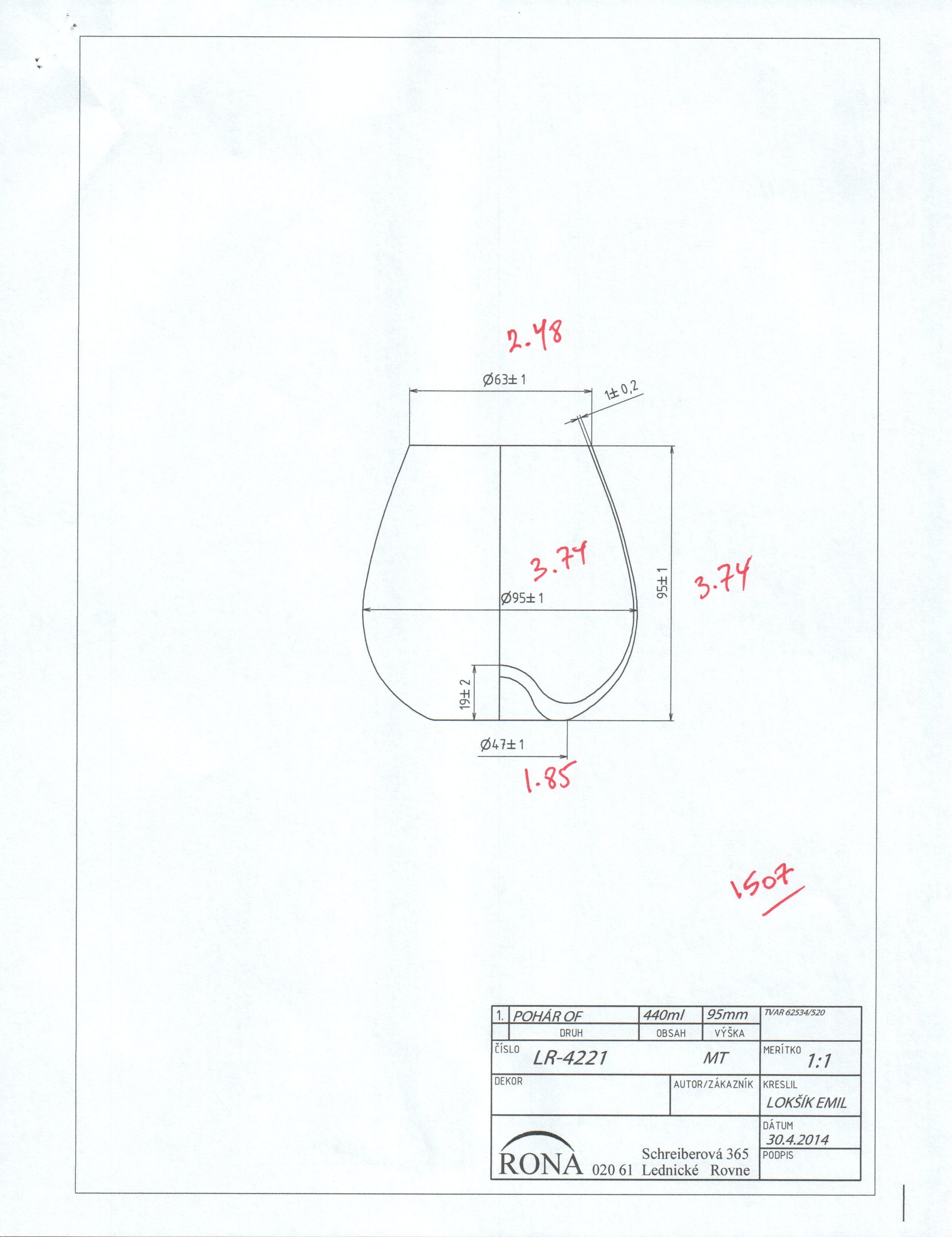 RONA Drink Master 44 Stemless Wine - Volume - Dimensions image 5