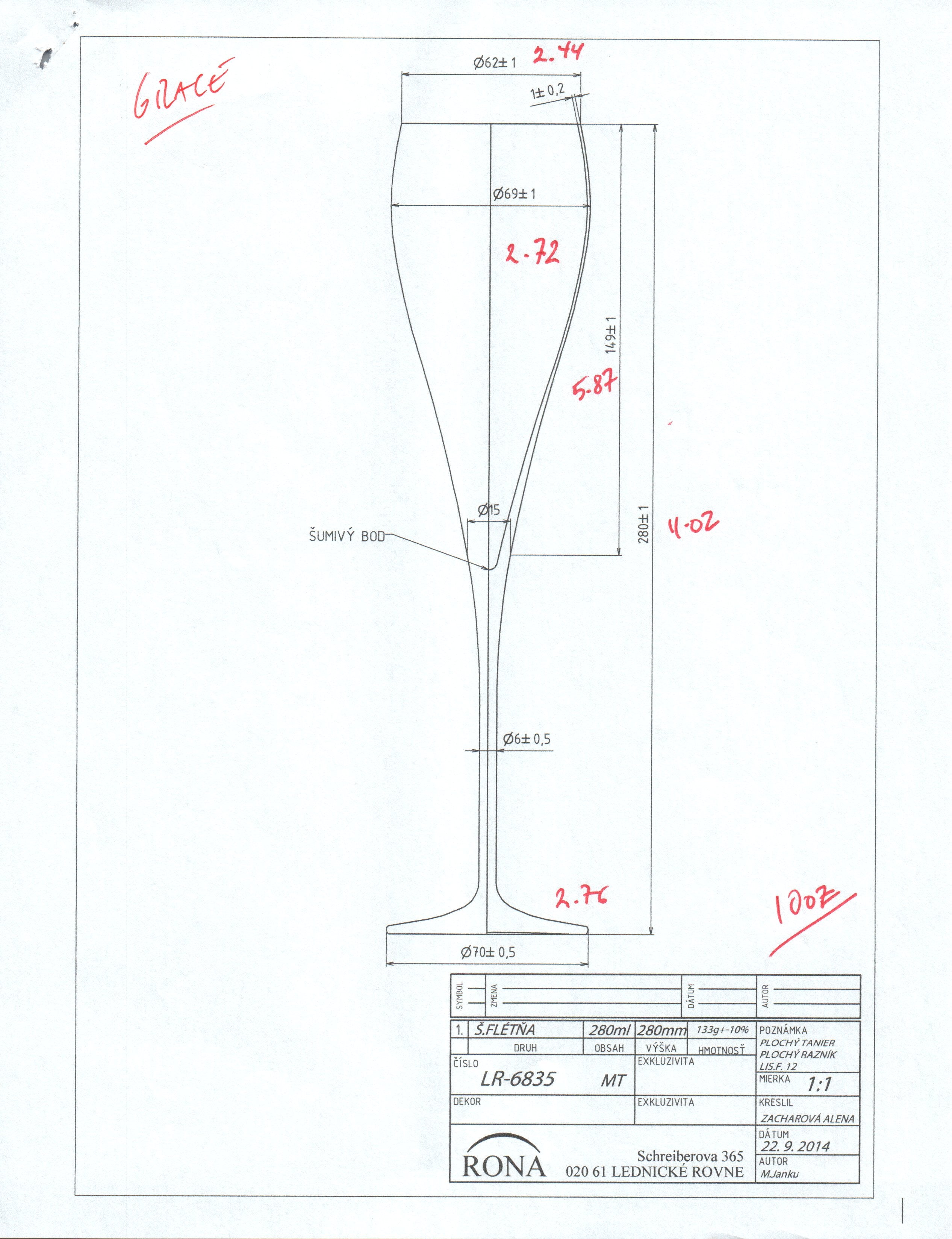 RONA Grace Champagne Flute - Volume - Dimensions image 7