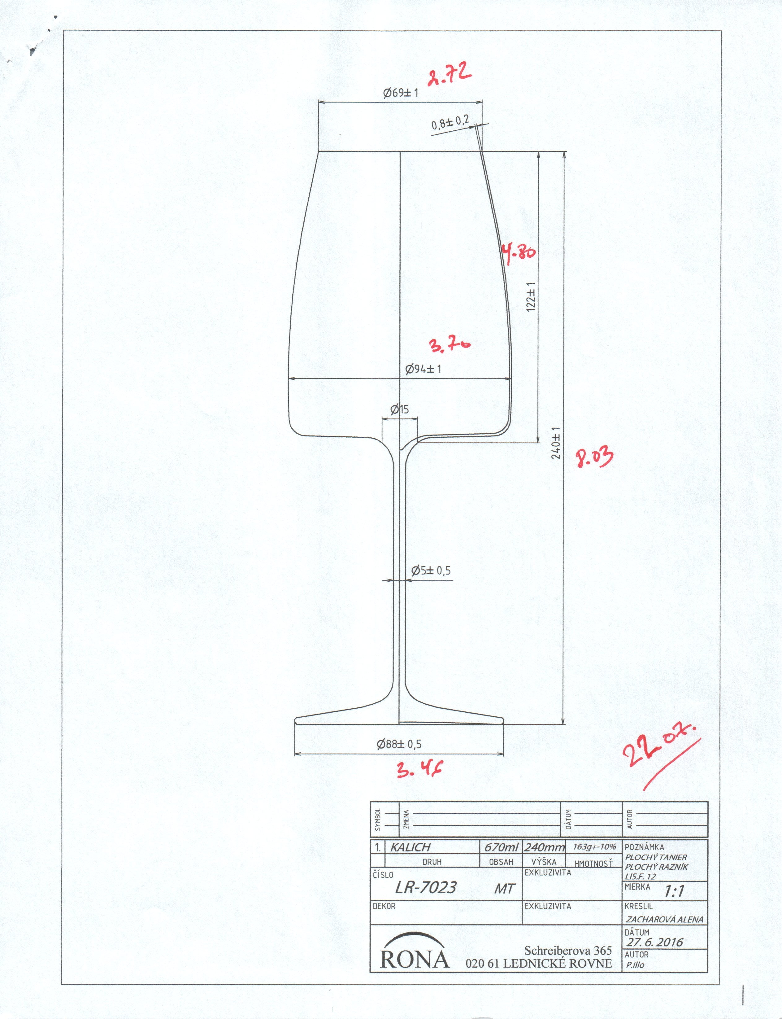 RONA Lord 67 Wine Glass - Volume - Dimensions image 9