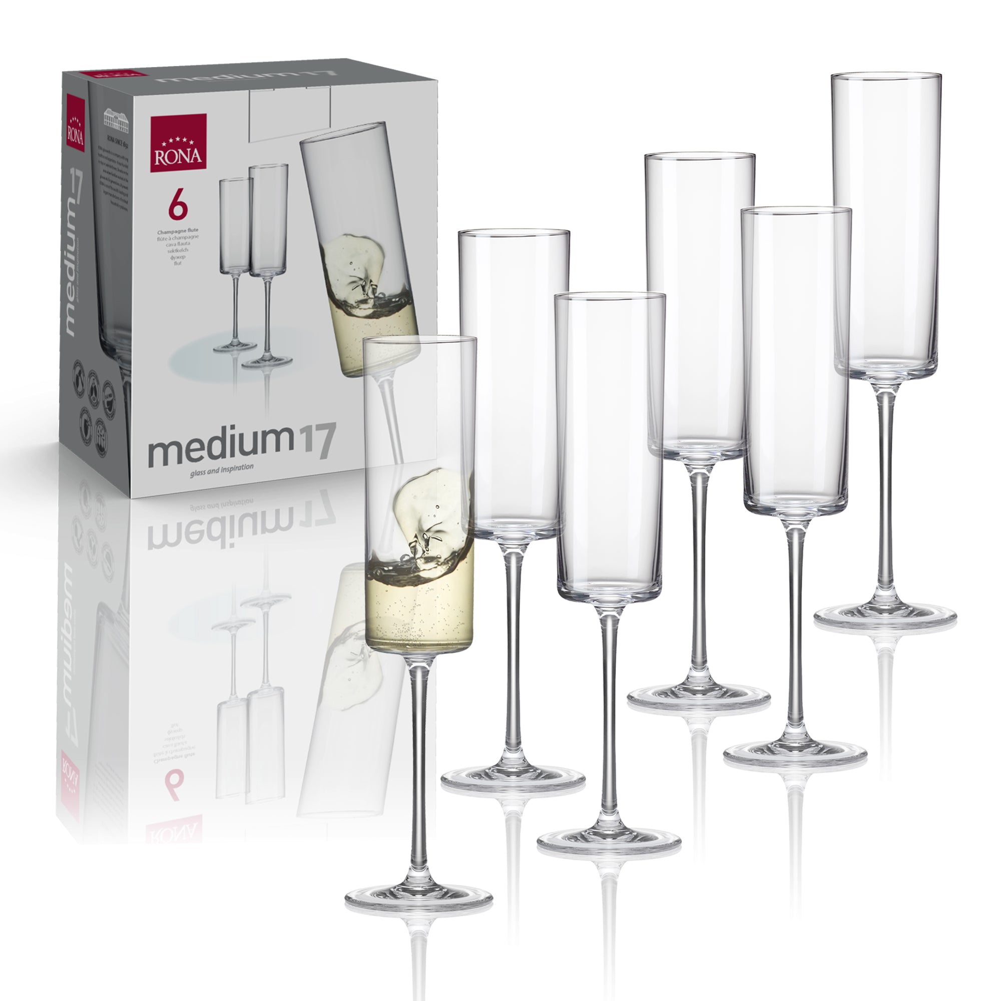 RONA Medium Champagne Flute - Set of 6 - Pack image 6