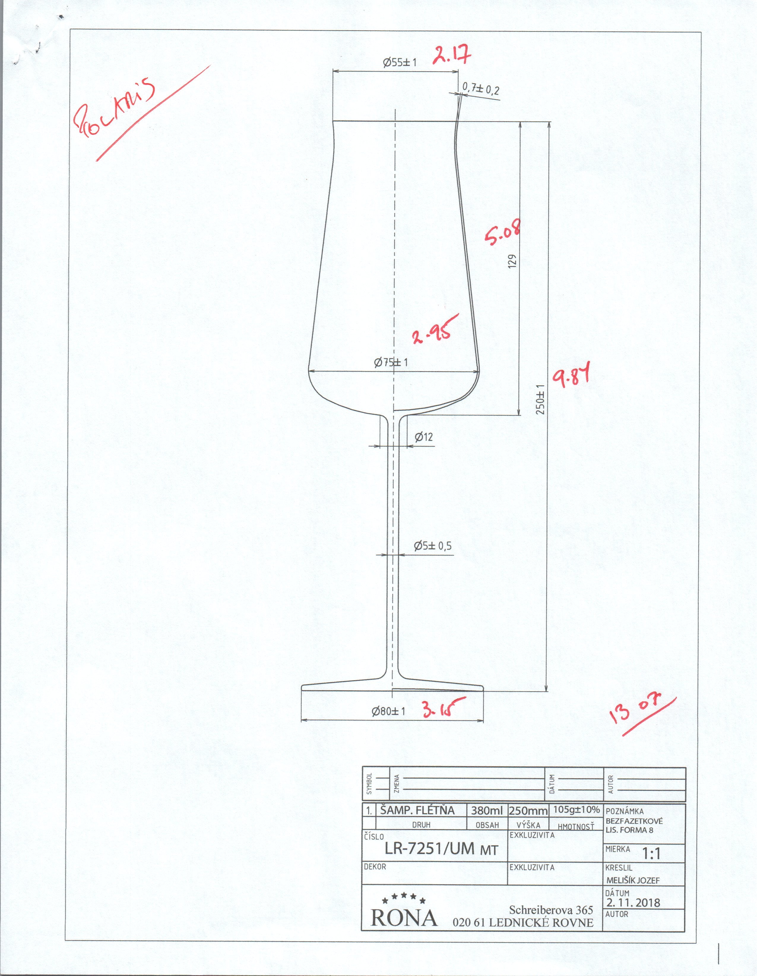 RONA Polaris Champagne Flute - Volume - Dimensions image 7