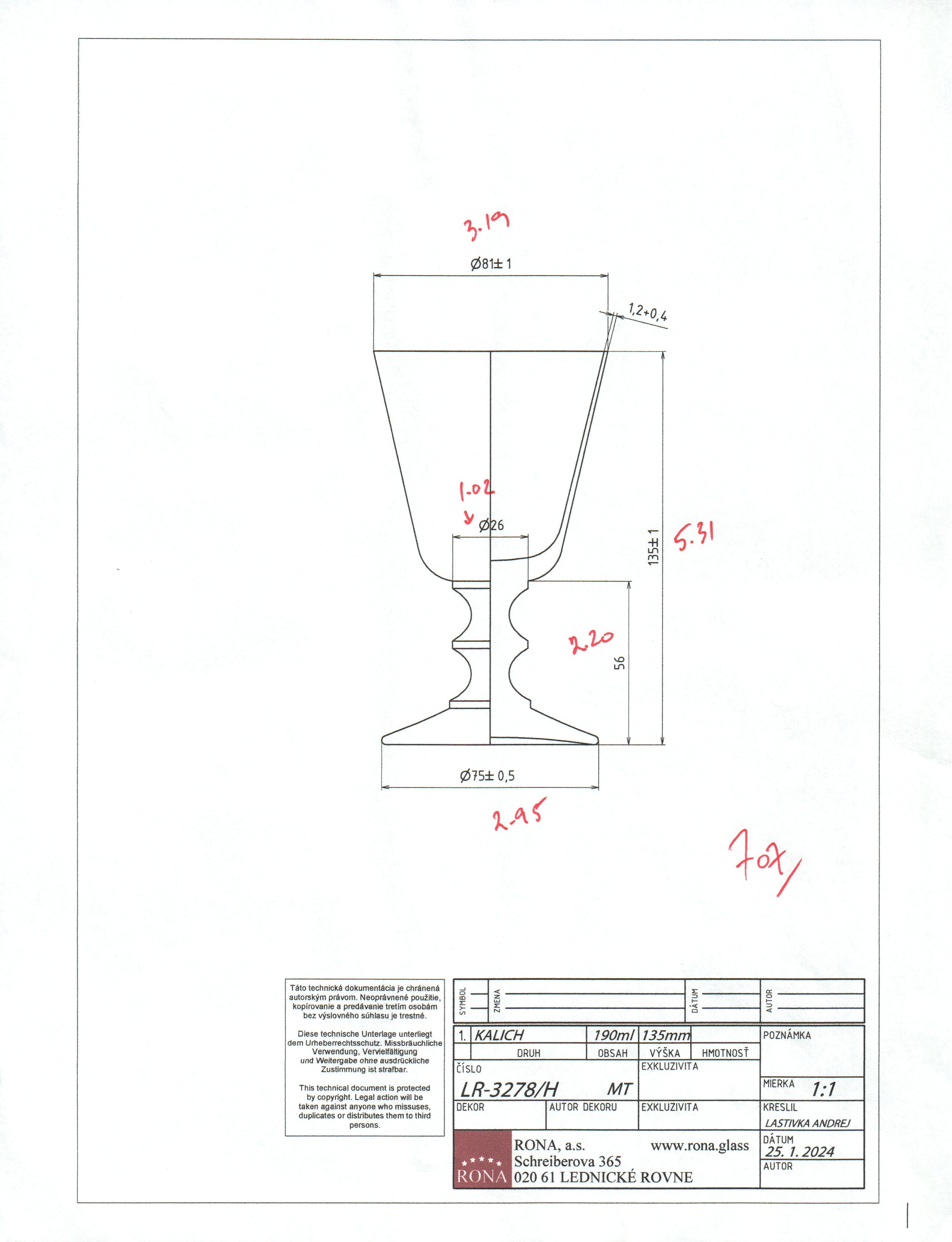 RONA Vintage Etched Goblet Glass - Volume - Dimensions image 4