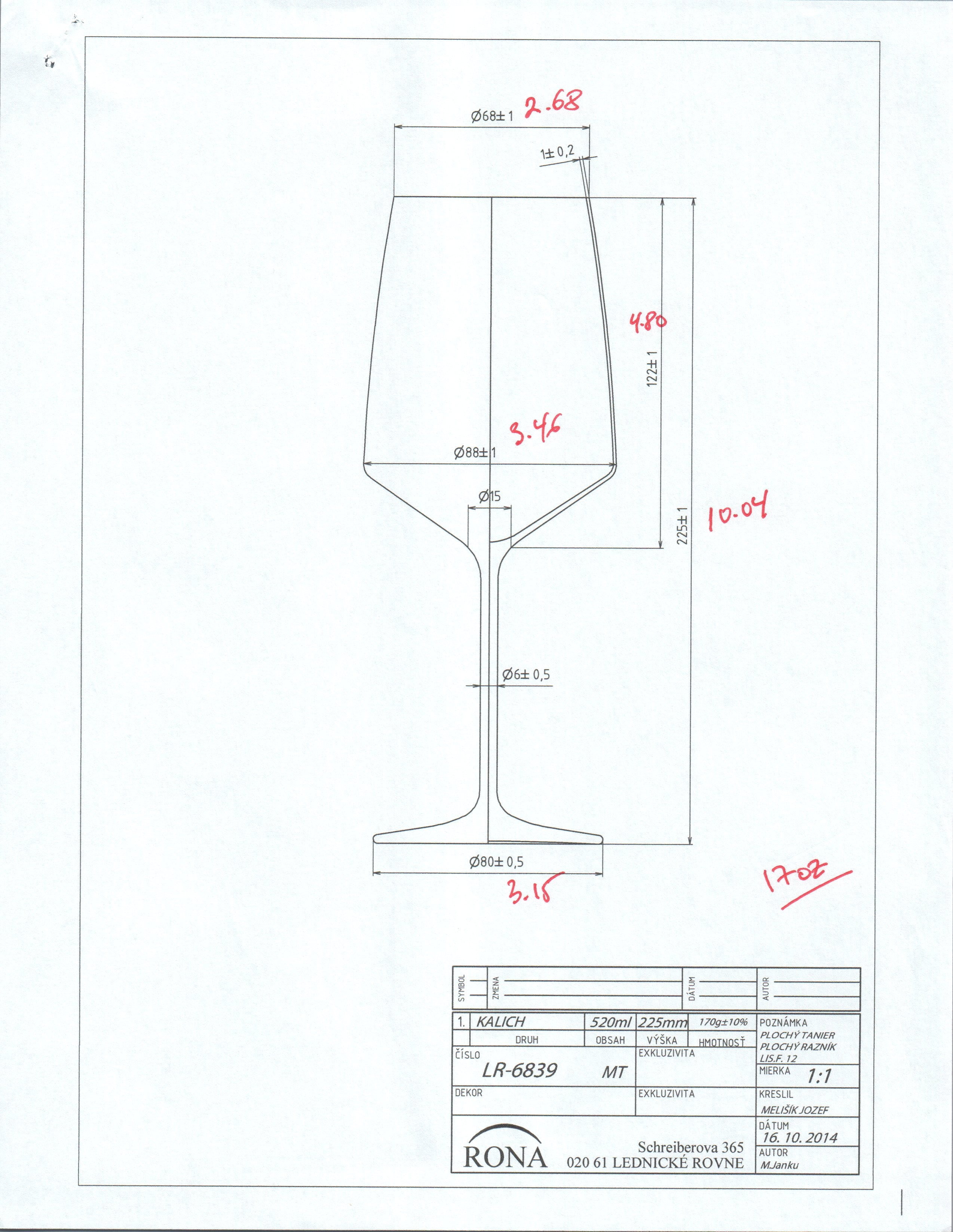 RONA Vista AP / Water Glass - Volume - Dimensions image 7