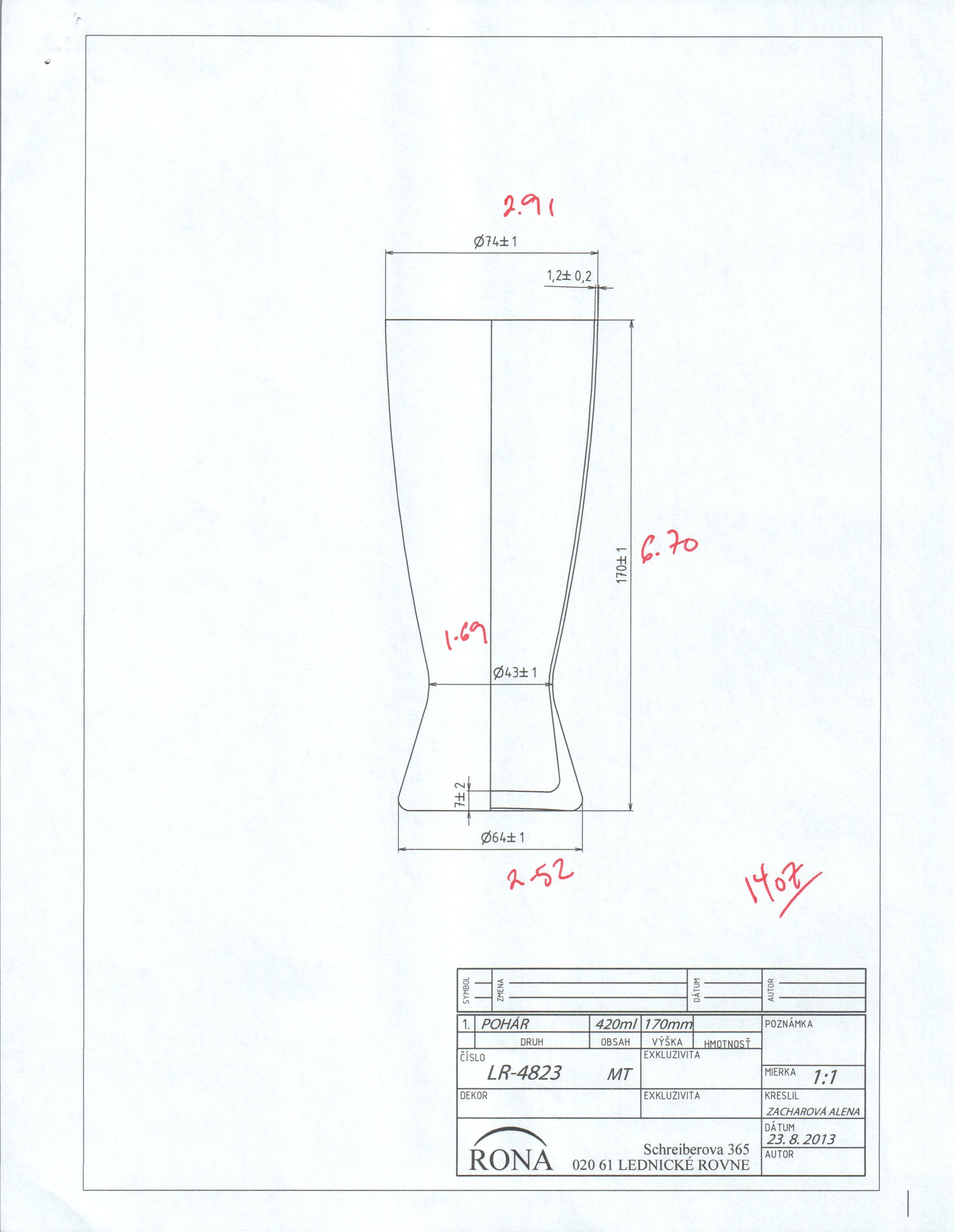 RONA Weizen Beer Glass - Volume - Dimensions image 8